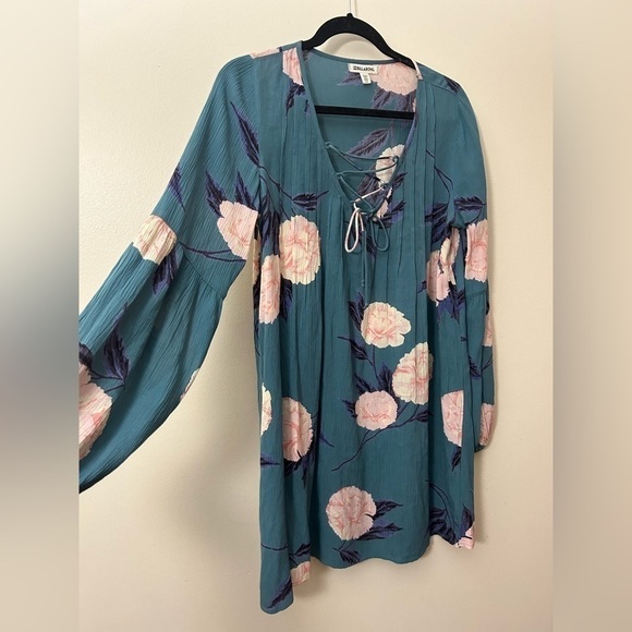 BILLABONG Just Like You Dress Womens Rayon Boho Floral Tunic Mini Dress Size S/P - Picture 8 of 14